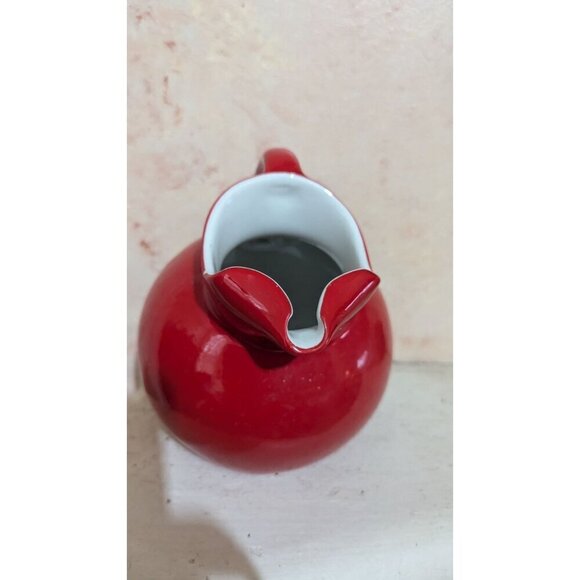 Art Deco Tilted Balloon Pitcher in Tomato Red C. Farmhouse MCM decor - Picture 6 of 10